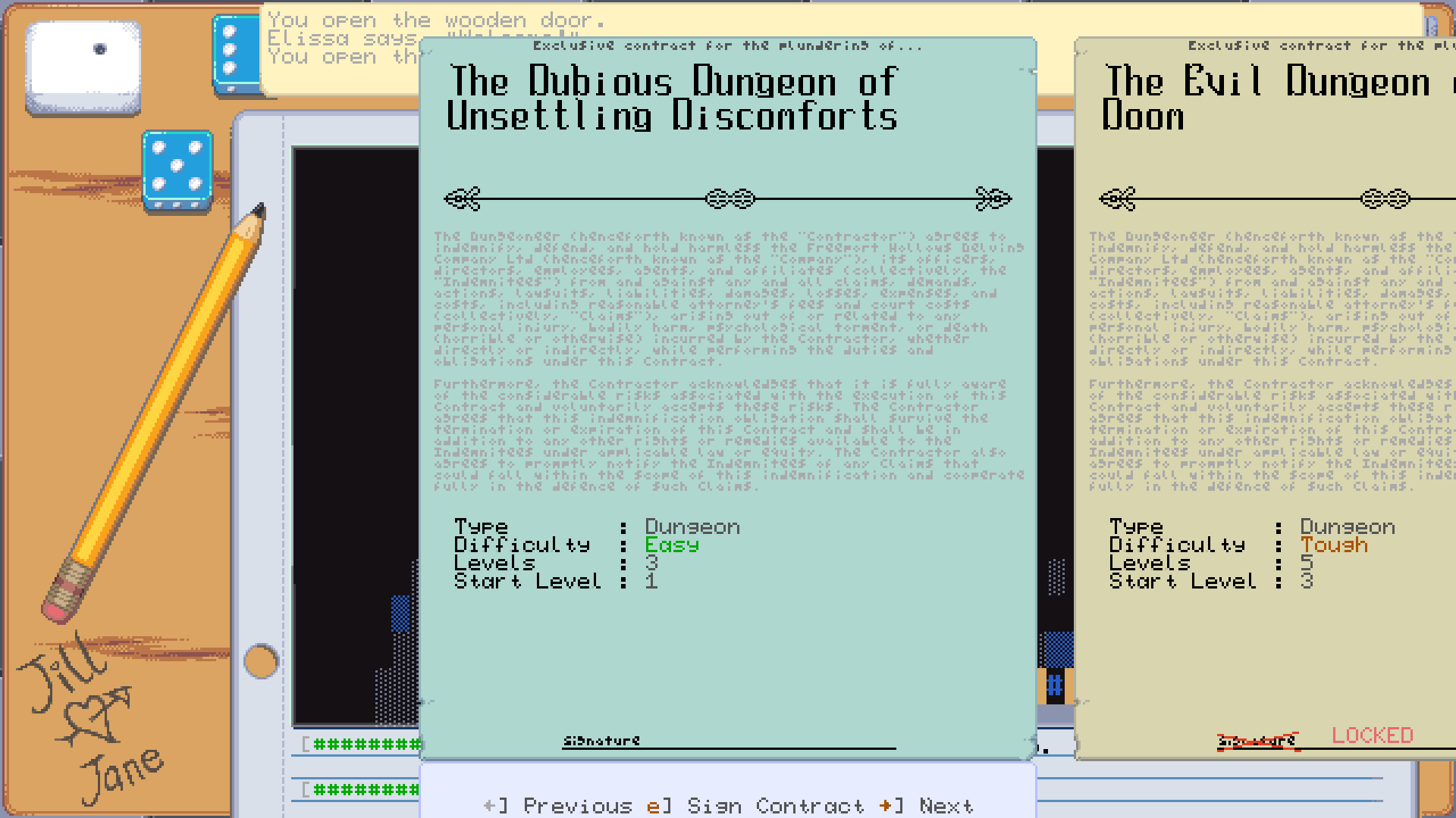 A contract to clear a dungeon the player can take.